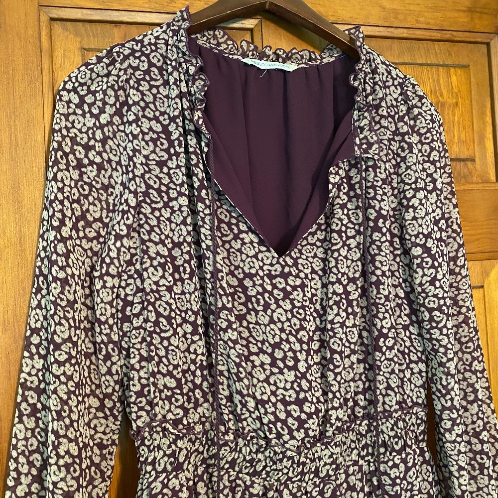 Rebecca Minkoff Ruffled Rosemary Mni Dress in Purple Leopard Print size S - Picture 10 of 16